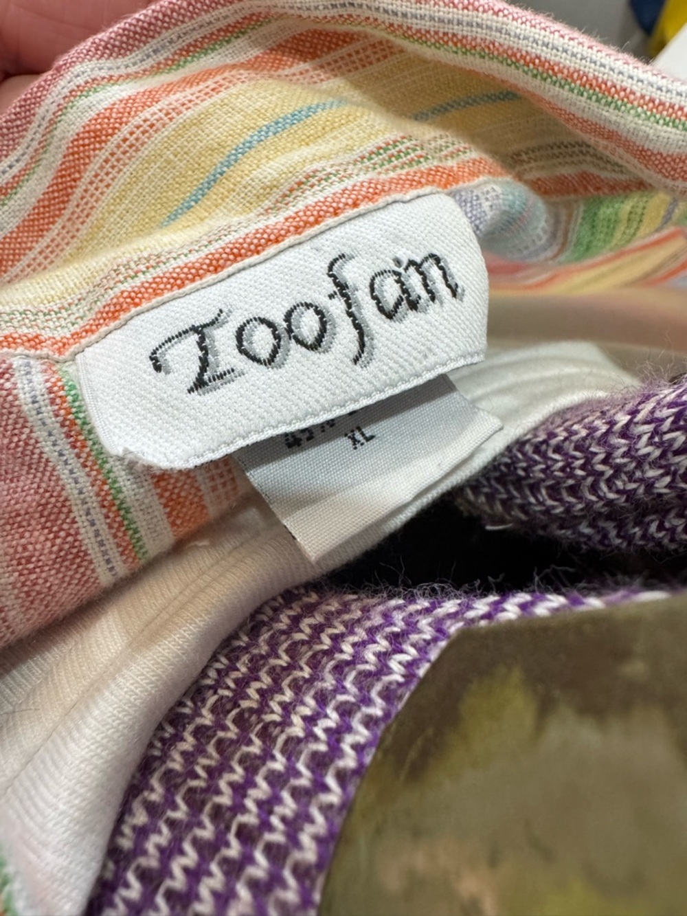 Colorful linen/cotton Stripe Button-Down Shirt/light jacket - Multicolor - Picture 5 of 6